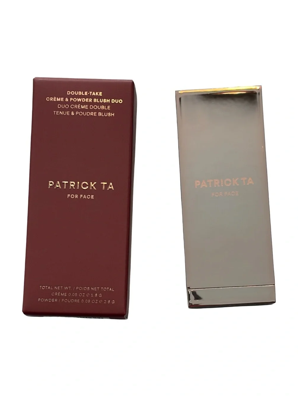 Patrick Ta NIB Double Take Crême and Powder Blush Duo Mini She Left Me On Red